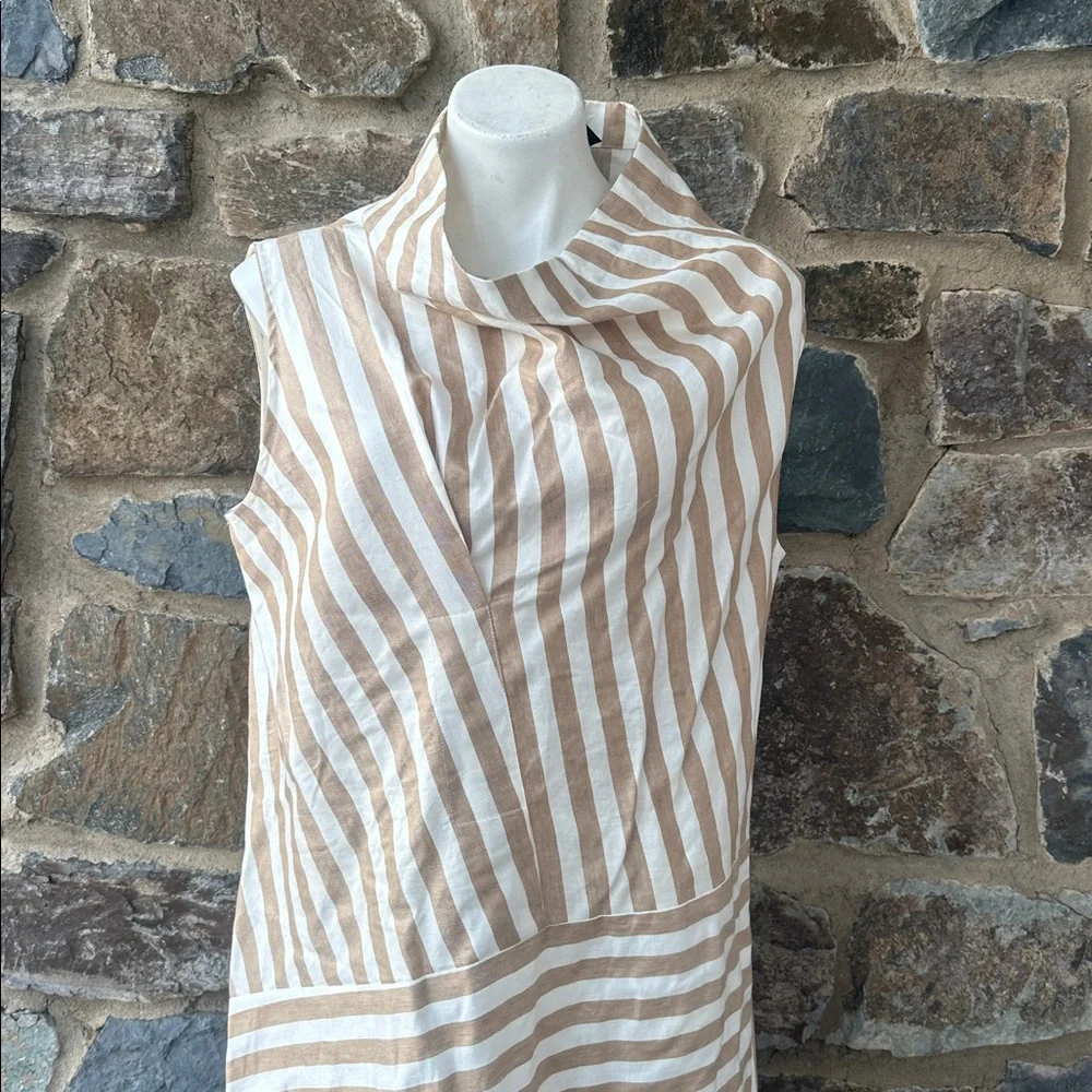 Zero + Maria Cornejo Sleeveless Stripe Folded High-Neck Dress Size 12